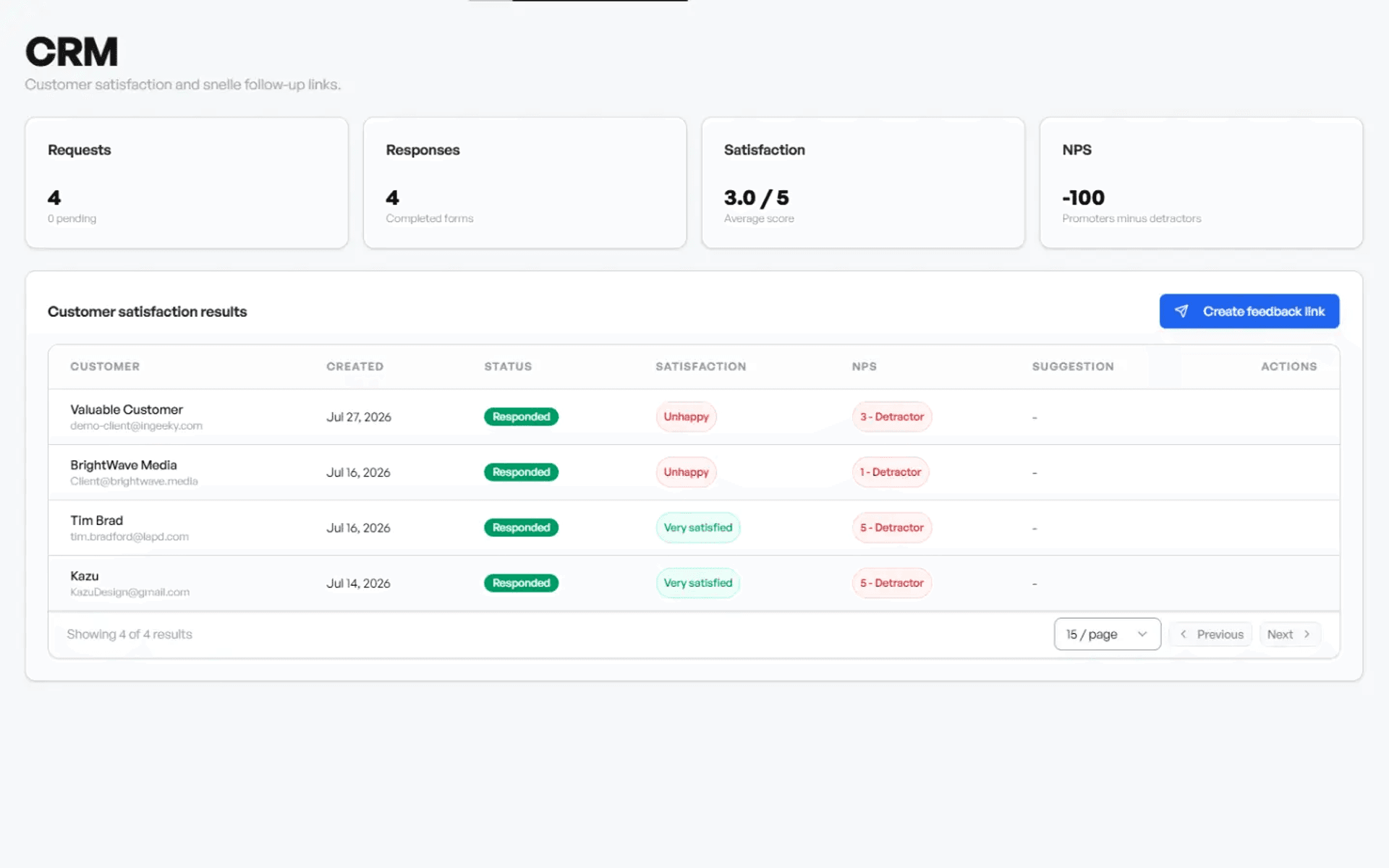 Client activity preview