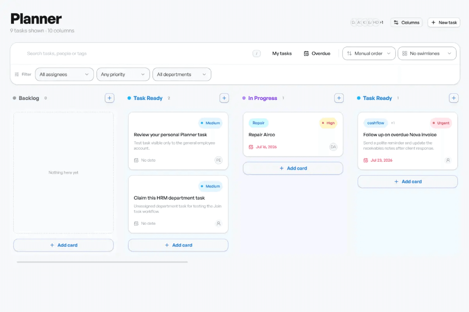 Tasks & Workflow preview
