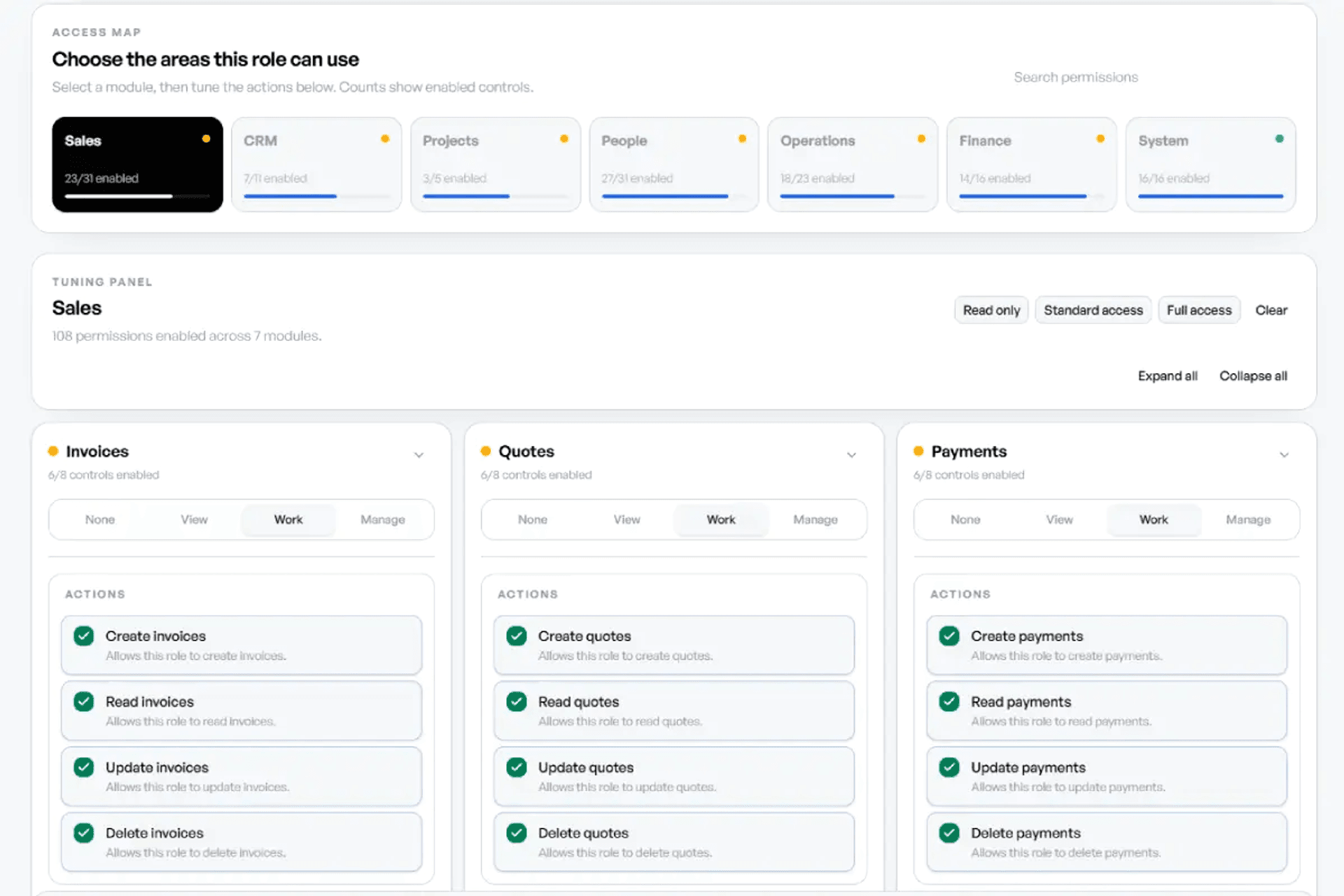 Roles & Permissions preview